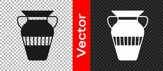 Black Egyptian vase icon isolated on transparent background. Symbol of ancient Egypt. Vector