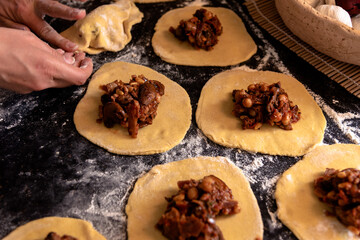 Home cooking - baking mushroom pastries