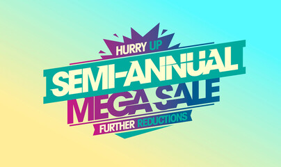 Semi-annual mega sale, further reductions, vector web banner