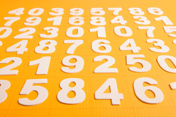 Background of numbers. from zero to nine. Numbers texture. Finance data concept. Matematic. Seamless pattern with numbers. financial crisis concept. Business success.
