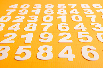 Background of numbers. from zero to nine. Numbers texture. Finance data concept. Matematic. Seamless pattern with numbers. financial crisis concept. Business success.