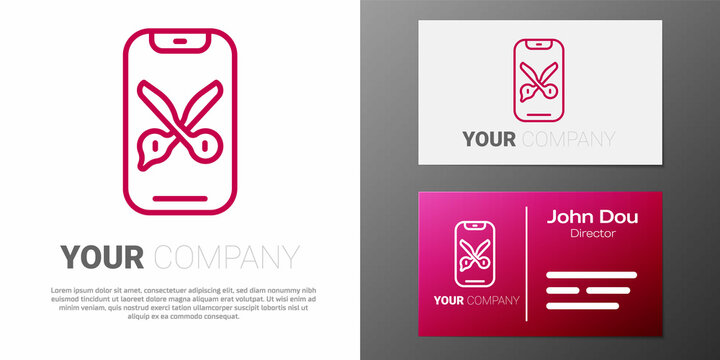 Logotype line Barber online service or platform icon isolated on white background. Idea of hair and beard care. Online appointment. Logo design template element. Vector - Powered by Adobe