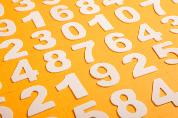 Background of numbers. from zero to nine. Numbers texture. Finance data concept. Matematic. Seamless pattern with numbers. financial crisis concept. Business success.