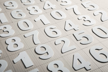 Background of numbers. from zero to nine. Numbers texture. Finance data concept. Matematic. Seamless pattern with numbers. financial crisis concept. Business success.