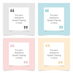 Quotes design template. Four square banner design with White paper and pastel background theme.