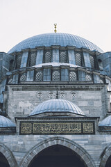 Fototapeta na wymiar Suleymaniye Mosque dome. Historical mosques of Istanbul. Vertical photo, selective focus.