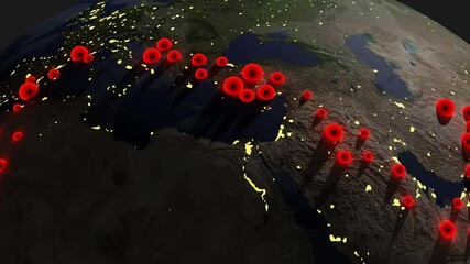 digitally generated 4k video of the entire planet with virus, pandemic and connectivity concept - Powered by Adobe