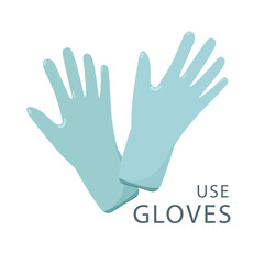 Vector latex rubber gloves in flat design for epidemic prevention concept or antibacterial, disinfection, sterilization, housework.