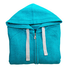 An Awesome Folded Female Hoodie Mockup In Blue Atoll Color, to make your designs come alive,...