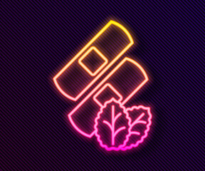 Glowing neon line Medical nicotine patches icon isolated on black background. Anti-tobacco medical plaster. Vector