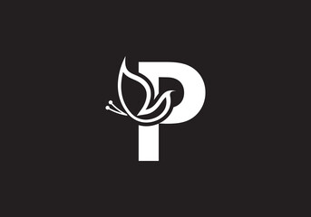 this is a creative letter P add butterfly icon design