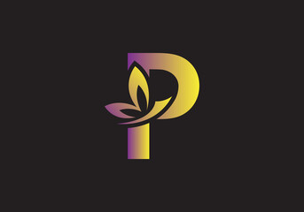 this is a creative letter P add butterfly icon design
