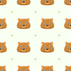 Seamless Pattern Abstract Elements Animal Wombat Head Wildlife Vector Design Style Background Illustration Texture For Prints Textiles, Clothing, Gift Wrap, Wallpaper, Pastel