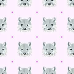 Seamless Pattern Abstract Elements Animal Wolf Head Wildlife Vector Design Style Background Illustration Texture For Prints Textiles, Clothing, Gift Wrap, Wallpaper, Pastel