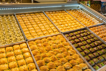 Turkish desserts in candy shop