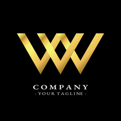 Letter VW or WWW luxury gold logo design template vector eps 10 - obrazy, fototapety, plakaty