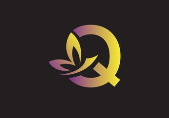 this is a creative letter Q add butterfly icon design
