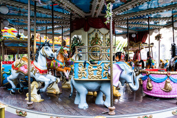 Carousel in Childrens Town Park, Bucharest, Romania.