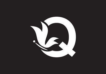 this is a creative letter Q add butterfly icon design
