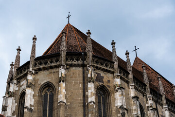 Fototapeta na wymiar Black Church from Brasov, large gothic building architecture. Romania.