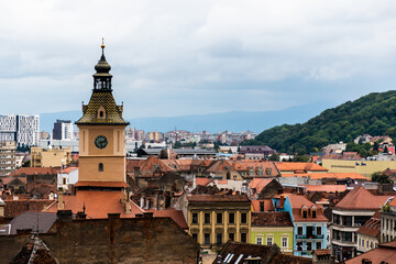 Fototapeta premium Aerial view over the Brasov town, Council House, Romania.