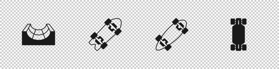 Set Skate park, Longboard or skateboard, and icon. Vector