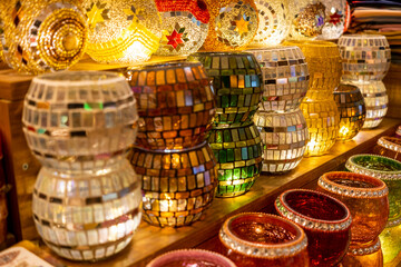 Turkish candle holders with lights in the Old Bazaar Istanbul