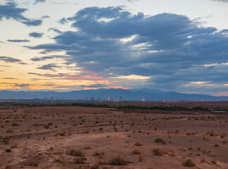 Sunset view of the Las Vegas strip skyline