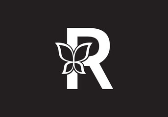 this is a creative letter R add butterfly icon design