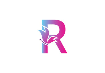 this is a creative letter R add butterfly icon design