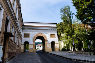 Fototapeta na wymiar Schei gate in the Scheii Brasovului neighborhood. Brasov, Romania.