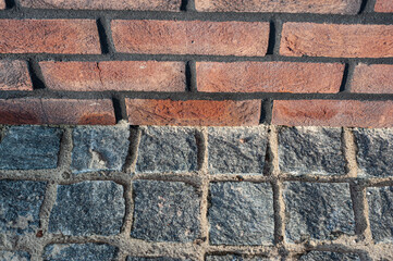 a stone block foundation red brick building structure exterior wall architectural