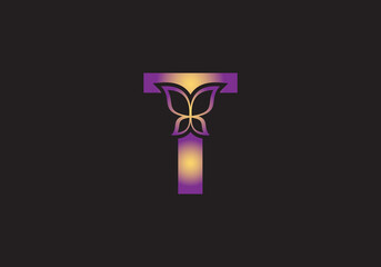 this is a creative letter T add butterfly icon design