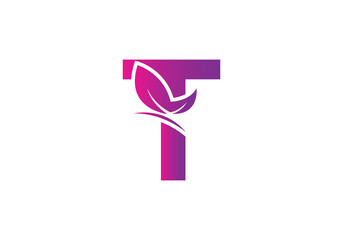 this is a creative letter T add butterfly icon design