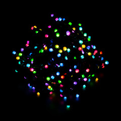 Colorful led lights in ball form on black background
