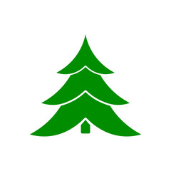 Green christmas tree icon. Vector. Flat design.