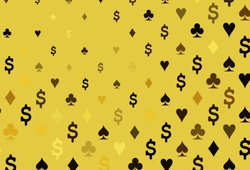 Dark yellow, orange vector pattern with symbol of cards.