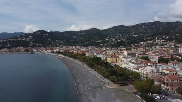 Sapri in Italy - a beautiful village at the Italian west coast in the region of Salerno - aerial view - travel photography