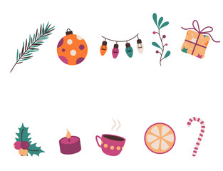 set of christmas elements