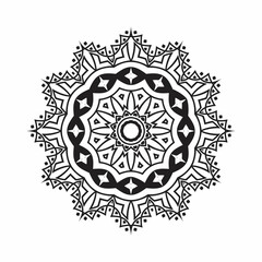 Fototapeta premium Mandala vector with black and white pattern. Simple black and white mandala pattern. Decoration mandala ornament for coloring book. Indian decoration mandala pattern on white background.