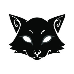 cat drawn in flat style and with linearts with a mysterious look for halloween arts Black vector