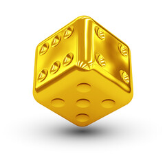 Golden dice on white background. 3d illustration.