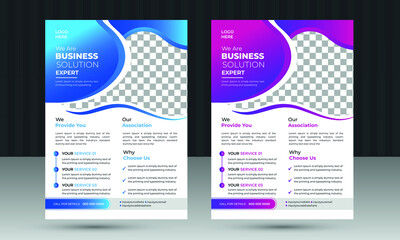 Corporate Business Flyer Design layout modern gradient background with two color vector template A4 size for marketing