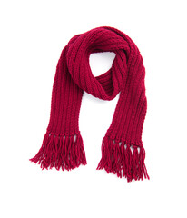 Red warm scarf on a white background