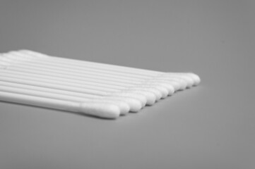 Cotton Buds isolated black-and-white. Close-up cotton buds. Selective focus.