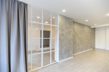 Fototapeta premium Bright empty office interior, white large office space.