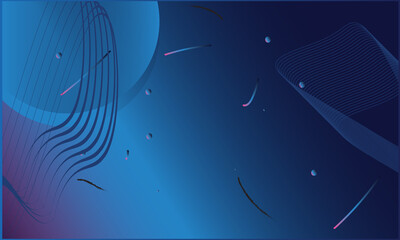 Vector Abstract, science, futuristic, energy technology concept. Digital image of light rays, stripes lines with blue light, speed and motion blur over dark blue background