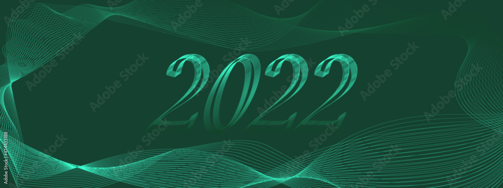 Poster happy new year 2022 modern text vector luxury design color line on green background. happy new year 
