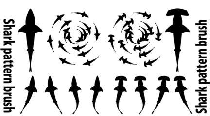 Shark silhouette.Make movement with a pattern brush. - obrazy, fototapety, plakaty