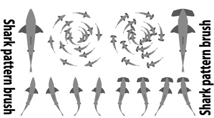 Fototapeta premium Hammerhead shark illustration.Make movement with a pattern brush.
